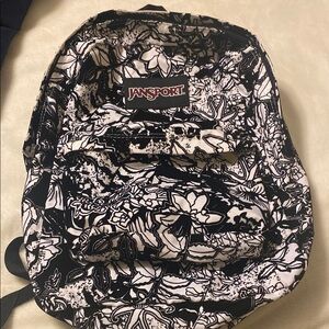 Jansport Black and White Floral Backpack